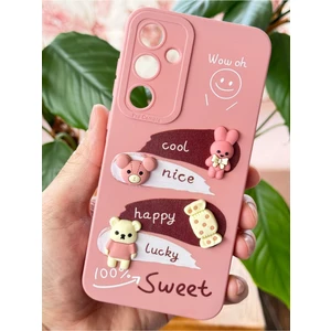 Samsung Galaxy A56 Uyumlu Kılıf Pembe Tavşan Tasarımlı Desenli Kamera Korumalı Yumuşak Silikon Kapa