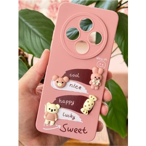 Xiaomi Redmi 14C Kılıf Pembe Tavşan Tasarımlı Desenli Kamera Korumalı Yumuşak Silikon Kapak