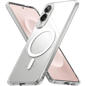 Samsung Galaxy S25 Edge Kılıf Magsafe Wireless Kablosuz Şarj Destekli Sert Şeffaf Darbe Emici Kapak