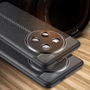 Honor Magic 7 Lite Kılıf Kamera Çıkıntılı Deri Görünümlü Dikiş Desenli Koruyucu Kapak Kilif