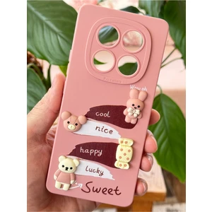 Xiaomi Redmi Note 14 Pro Kılıf Pembe Tavşan Tasarımlı Desenli Kamera Korumalı Yumuşak Silikon Kapak