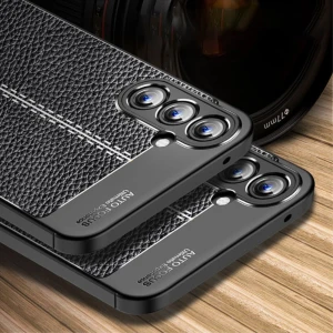 Samsung Galaxy A26 Kılıf Kamera Çıkıntılı Deri Görünümlü Dikiş Desenli Koruyucu Kapak