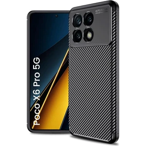 Poco X6 Pro 5g Kılıf Kamera Çıkıntılı Karbon Fiber Desenli Renk Atmaz Koruyucu Kapak