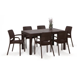 Rattan Large Lüx Masa Takımı  Kahve