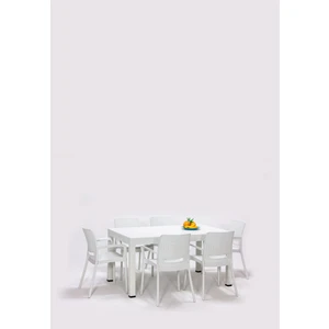 Rattan Large Lüx Masa Takımı  Beyaz