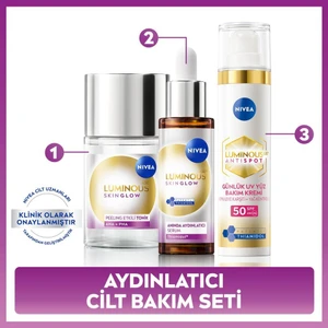 SPF50 LUMINOUS630 Leke Karşıtı Gündüz Yüz Kremi 40ML,SKIN Glow Serum 30ML ve Tonik 100ML