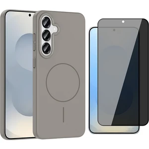 Galaxy S25 Plus Kılıf M-Safe Şarj Özellikli Zore Ruby Sert Kapak + Parmaz Izi Okumalı Hayalet Ekran Koruyucu