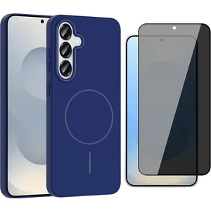 Galaxy S25 Plus Kılıf M-Safe Şarj Özellikli Zore Ruby Sert Kapak + Parmaz Izi Okumalı Hayalet Ekran Koruyucu