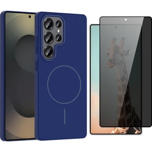 Galaxy S24 Ultra Kılıf M-Safe Şarj Özellikli Zore Ruby Sert Kapak + Parmaz Izi Okumalı Hayalet Ekran Koruyucu