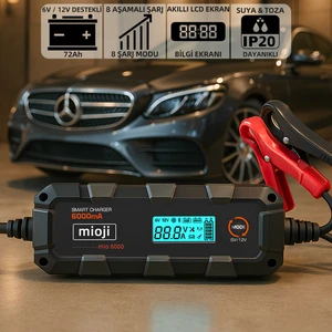 Mio 6000 6A 6V ve 12V Araba Şarj, Akü Bakım, Damlama Şarj Cihazı ve Motosiklet, ATV, Lityum ve Derin Döngülü Aküler için Kükürt Giderici Akıllı  Akü Şarj Cihazı
