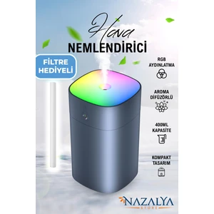 400 ml Gri Ultrasonik Hava Nemlendirici Buhar Makinesi ve Aroma Difüzörü