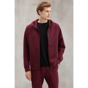 Fine Erkek Fermuarlı Bordo Sweatshirt