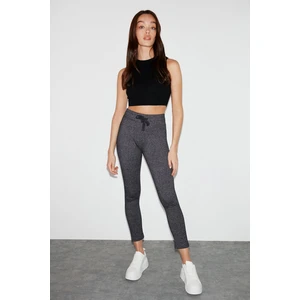 Judy Kadın Slim Fit Beli Lastikli Bağlamalı Basic Antrasit Tayt