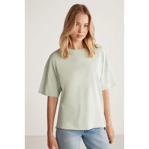 Jemmy Kadın Basic Süprem Dokuma Relaxed %100 Organik Pamuk Mint Yeşil T-shirt