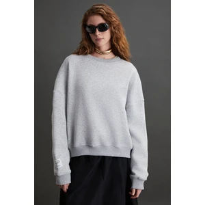 Nordıa Kadın Organik Pamuk 3 Iplik Örme Oversize Grimelanj Sweatshirt