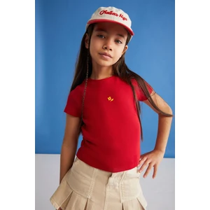 QUARTZ-GRM24021 95%pamuk 5%elastane Kız Çocuk Tshirt Kırmızı T-Shirt