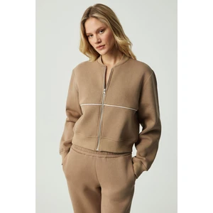 Anyul Kadın Relaxed Bomber Yaka Vizon Sweatshirt