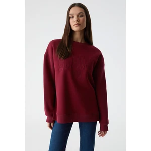 Rıcennı Kadın Bisiklet Yaka Oversize Bordo Sweatshirt
