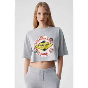 Ahrı Kadın Relaxed Bisiklet Yaka Baskılı Grimelanj T-Shirt