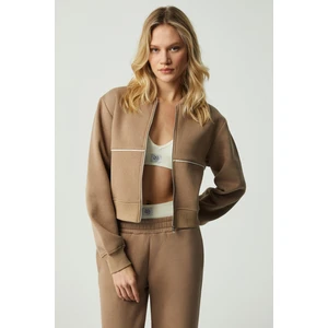 ANYUL Kadın Relaxed Bomber Yaka Vizon Sweatshirt