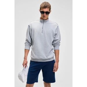 NESTOR Erkek Relaxed Fit Dik Yakalı Yarım Fermuarlı Uzun Kollu Grimelanj Sweatshirt