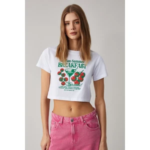 Belveth Kadın Bisiklet Yaka Oversize Beyaz T-Shirt
