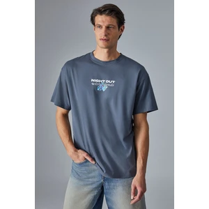 NIGHTOUT Erkek Oversize Fit Antrasit T-Shirt