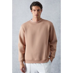 Adams Erkek Içi Polarlı Yumuşacık Organik Pamuklu Regular Fit Açık Kahverengi Sweatshirt