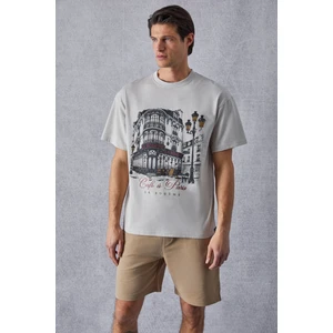Boheme Erkek Oversize Fit Bej T-Shirt