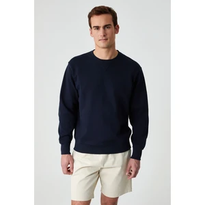 BONELL Erkek %100 Pamuk Relaxed Bisiklet Yaka Uzun Kollu Lacivert Sweatshirt