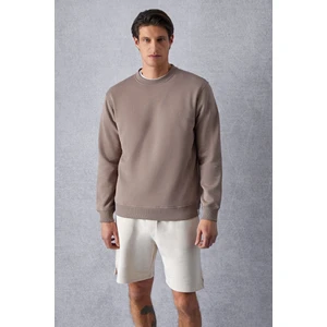 Adams Erkek Içi Polarlı Yumuşacık Organik Pamuklu Regular Fit Vizon Sweatshirt