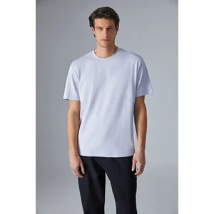 HISON Erkek Relaxed Bisiklet Yaka Kısa Kollu Lila T-Shirt