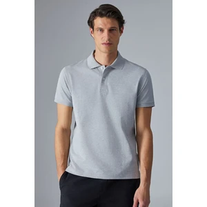 Monaghan Erkek Polo Yaka Relaxed Fit Patlı Düğmeli Kısa Kollu Grimelanj T-Shirt