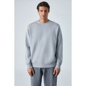 BONELL Erkek %100 Pamuk Relaxed Bisiklet Yaka Uzun Kollu Grimelanj Sweatshirt