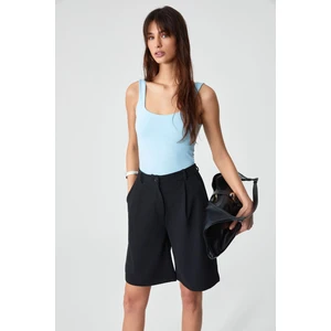 WAIL Kadın Kısa Paça Yüksek Bel Oversize Fermuarlı Siyah Şort