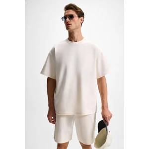 Donyel Erkek Bisiklet Yaka Kısa Kol Regular Ekru T-Shirt