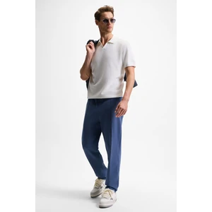 BOGARDE Erkek Beli Lastikli Kordonlu Yanları Cepli Önü Nervürlü Relaxed Fit İndigo Eşofman Altı