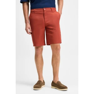 TEEMO Erkek Yanları Cepli Fermuarlı Likralı Slim Fit Kiremit Rengi Şort