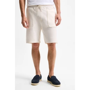 GAUCI Erkek Beli Lastikli Yan ve Arka Cepli Relaxed Ekru Şort