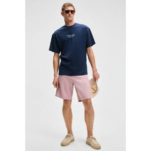 TEEMO Erkek Yanları Cepli Fermuarlı Likralı Slim Fit Pembe Şort