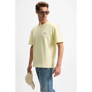 NOIR Erkek%100 Organik Pamuk Bisiklet Yaka Kısa Kol Regular Sarı T-Shirt