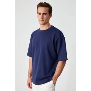 Hıson Erkek Relaxed Bisiklet Yaka Kısa Kollu Lacivert T-Shirt