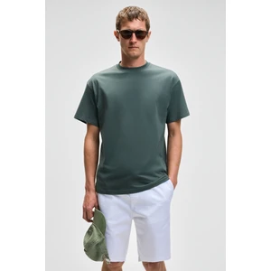 Feon Erkek Oversize Geniş Kesim %100 Organik Pamuk Kalın Dokulu Yuvarlak Yaka Koyu Yeşil T-Shirt