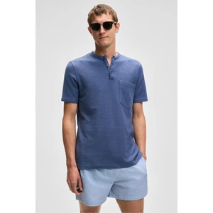 Ermac Erkek Hakim Yaka Düğmeli Kısa Kol Indigo T-Shirt
