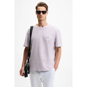 NOIR Erkek%100 Organik Pamuk Bisiklet Yaka Kısa Kol Regular Lila T-Shirt