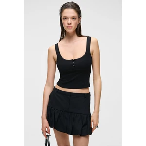 ALYONA Kadın Slim Fit U Yaka Siyah Atlet