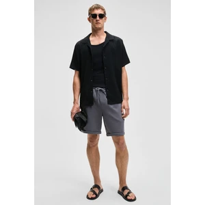 YOURI Erkek Beli Lastikli Arka Tek Cepli Relaxed Fit Gri Şort