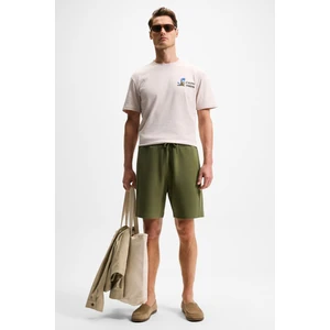 TYRONE Erkek Beli Lastikli Arka Tek Cepli Relaxed Fit Haki Şort
