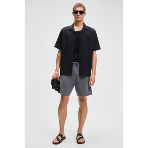 TYRONE Erkek Beli Lastikli Arka Tek Cepli Relaxed Fit Gri Şort