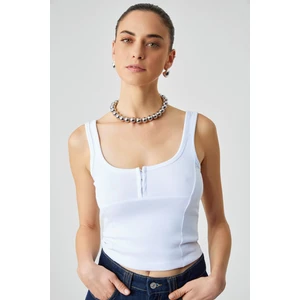 ALYONA Kadın Slim Fit U Yaka Beyaz Atlet